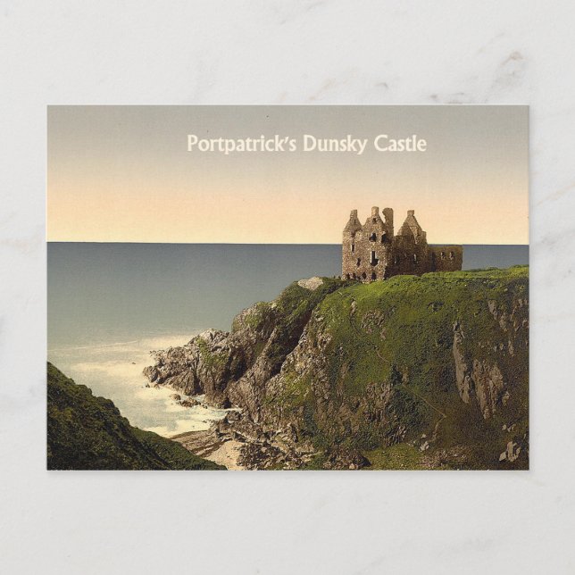 Postal Castelo de Dunsky no cartão de Portpatrick (Frente)