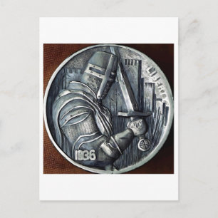 Postal Cavaleiro medieval. Moeda Hobo Nickel. Cartão post
