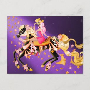 Postal Cavalo de Crânio Açucarado e Dama Roxa Cartão Post
