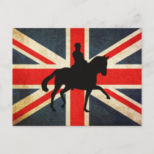 Postal Cavalo de Dresagem com Cartão de Posto de Bandeira