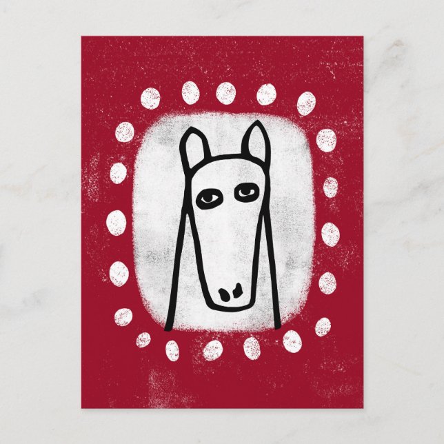 Postal Cavalo Engraçado em Cartão Vermelho (Frente)
