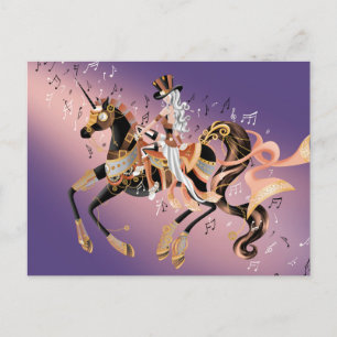 Postal Cavalo Mecânico Steampunk & Dama Roxa Cartão Posta