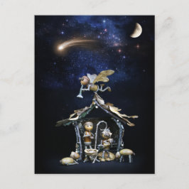 Postal Cena de natal dos elfos do carvalho - cartão de na