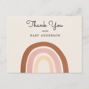 Postal Chá de fraldas Rosa Rainbow Girl Obrigado Cartão P