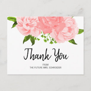 Postal Chá de panela Floral de Watercolor Obrigado Cartão