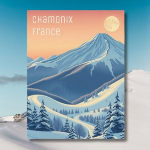 Postal Chamonix France, férias de esqui moderno Cartão po