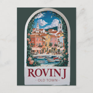 Postal Charme Vintage: Antiga Torre de Rovinj Cartão Post
