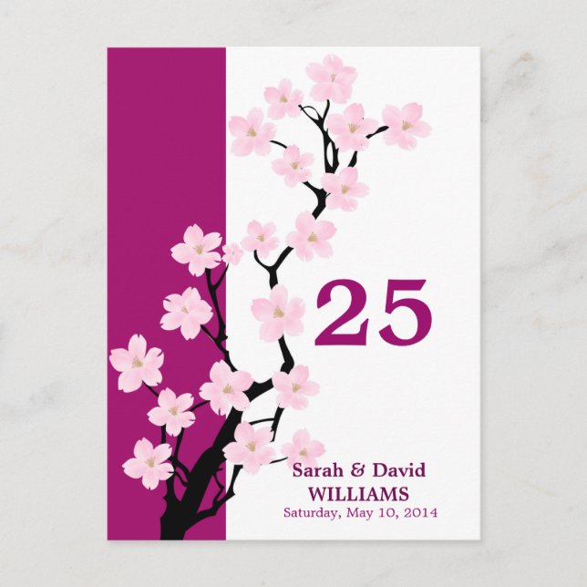 Postal Cherry Blossom | Cartão de Número de Tabela (Frente)