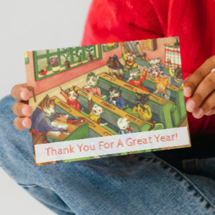 Postal Classe escolar com gatinhos Cartão de Apreciação d