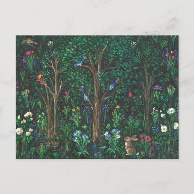 Postal "Coelho na Floresta." (Pintura Completa) Cartão Po (Frente)