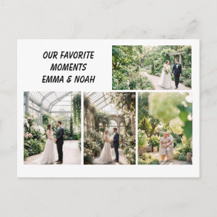Postal Colagem de Fotos de Casamento Moderna em Cartão Po