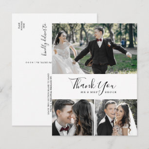 Postal Colagem de Fotos Minimalista 3 Obrigado Cartão Pos
