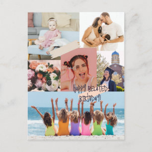 Postal Colagem de fotos moderna Cartão de aniversário fel