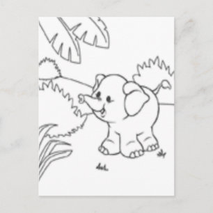 Postal Colora-me cartão - elefante
