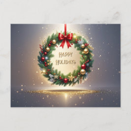 Postal Coroa de Natal Festiva Cartão de Boas Festas