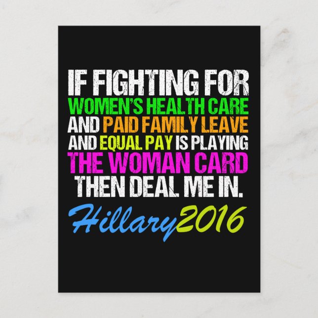 Postal Cotação Hillary do Cartão de Mulher Pro (Frente)