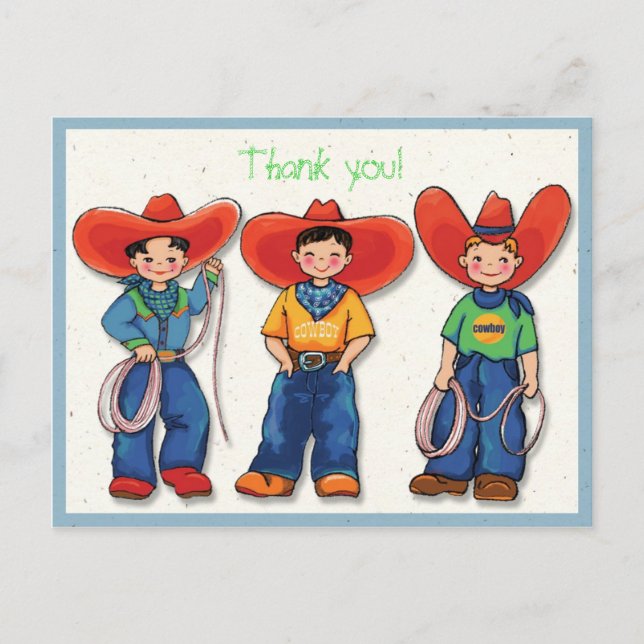 Postal Cowboy Obrigado! Cartão (Frente)