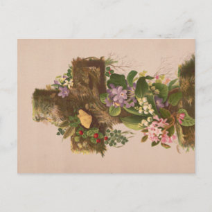 Postal Cruz Floral Rústica Vintage, Cartão de Páscoa,