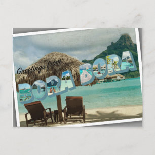 Postal Cumprimentos do cartão do vintage de Bora Bora