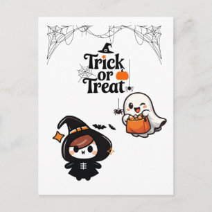 Postal Cute Trick or Treat Cartão de Boas Festas de Hallo