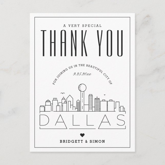 Postal Dallas Wedding | Obrigados para o próximo! Cartão  (Frente)