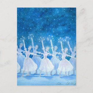 Postal Dança do cartão dos flocos de neve