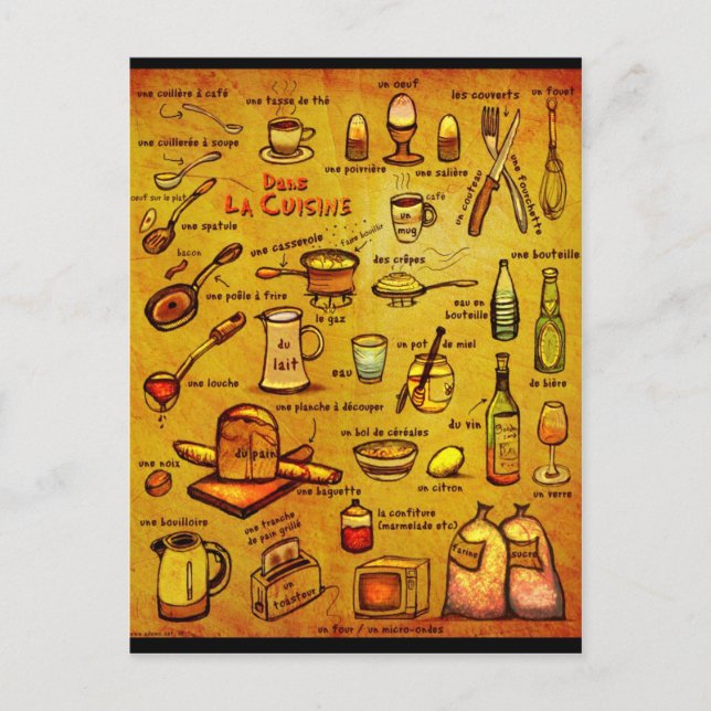 Postal Dans La Cuisine - cartão vocacional francês (Frente)