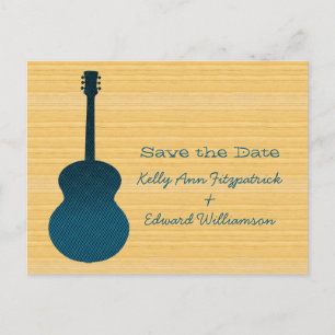 Postal De Anúncio Blue Country Guitar Salve a Data Cartão