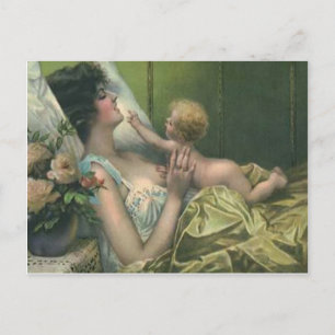 Postal De Anúncio Cartão do Dia das Mães Vitoriano Mãe e Novo Bebê