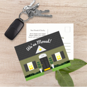 Postal De Anúncio Cartão novo do endereço da fachada cinzenta da