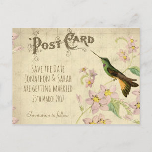 Postal De Anúncio Economias do vintage o colibri do cartão da data