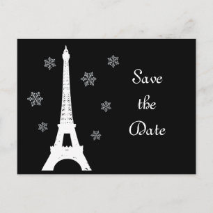 Postal De Anúncio Inverno em Paris Salve a Data Cartão