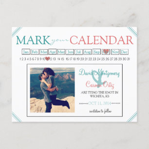 Postal De Anúncio Marque suas economias do calendário o cartão da