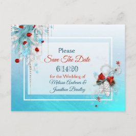 Postal De Anúncio O casamento no inverno pensou em salvar o cartão p