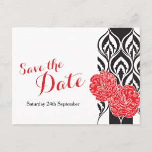 Postal De Anúncio Salvar o cartão vermelho moderno do casamento do