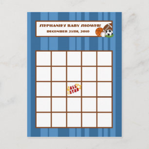 Postal De Convite Cartão Bingo All-Star Azul Escrito