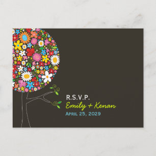 Postal De Convite cartão da árvore RSVP do pop das flores do