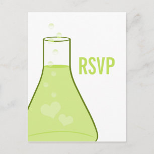 Postal De Convite Cartão lunático da taça RSVP, verde