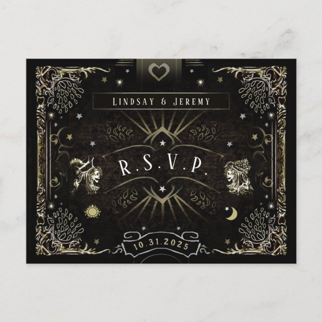 Postal De Convite Cartão Tarot do Halloween Correspondente a PostCar (Frente)