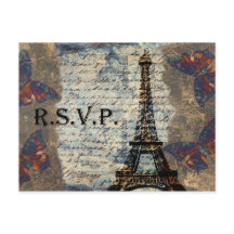cartão vintage french Wedding rsvp