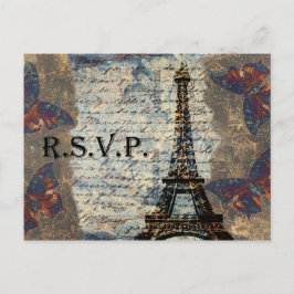 Postal De Convite cartão vintage french Wedding rsvp