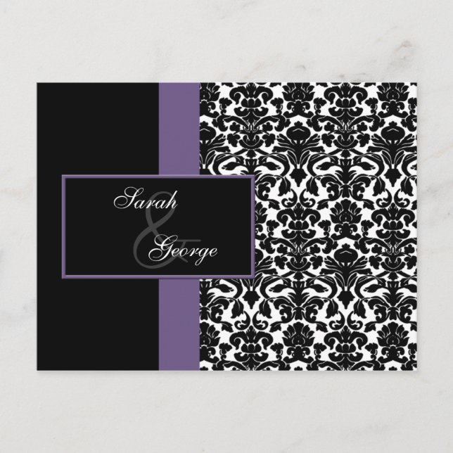 Postal De Convite cartão violet Wedding rsvp (Frente)