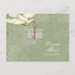 Postal De Convite Chave para meu Coração, Doves RSVP Resposta Cartão