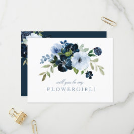 Postal De Convite marinho azul claro você será meu cartão florérico