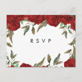 Postal De Convite rosa vermelha florals boho casamento rsvp cartão p