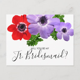 Postal De Convite Watercolor Be My Jr. Junior Bridesmaid Cartão Post