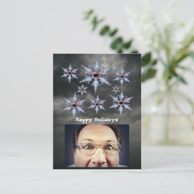 Postal De Festividades Ataque do cartão dos feriados dos zombis do floco (Em pé/Frente)