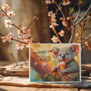 Postal De Festividades Australiano Summer, cartão koala personalizável