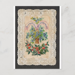 Postal De Festividades Cartão 1870 do ano novo do Natal do Victorian