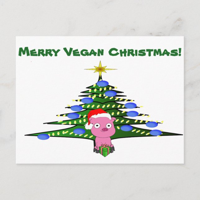 Postal De Festividades Cartão alegre do Natal do Vegan (Frente)